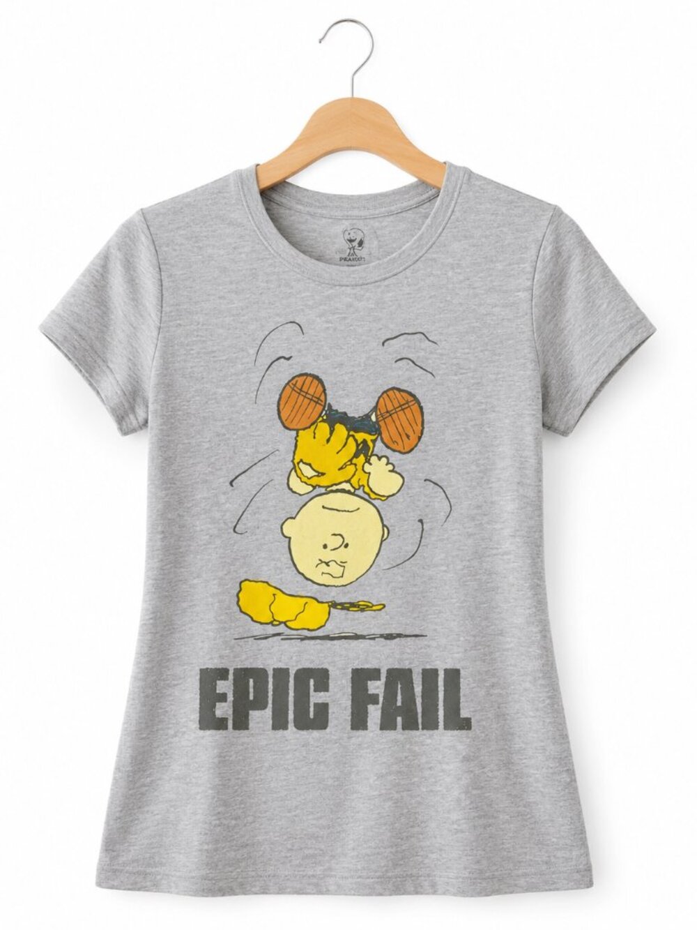 Peanuts Charlie Brown Lucy Epic Fail T-Shirt Youth Large Gray Graphic Tee